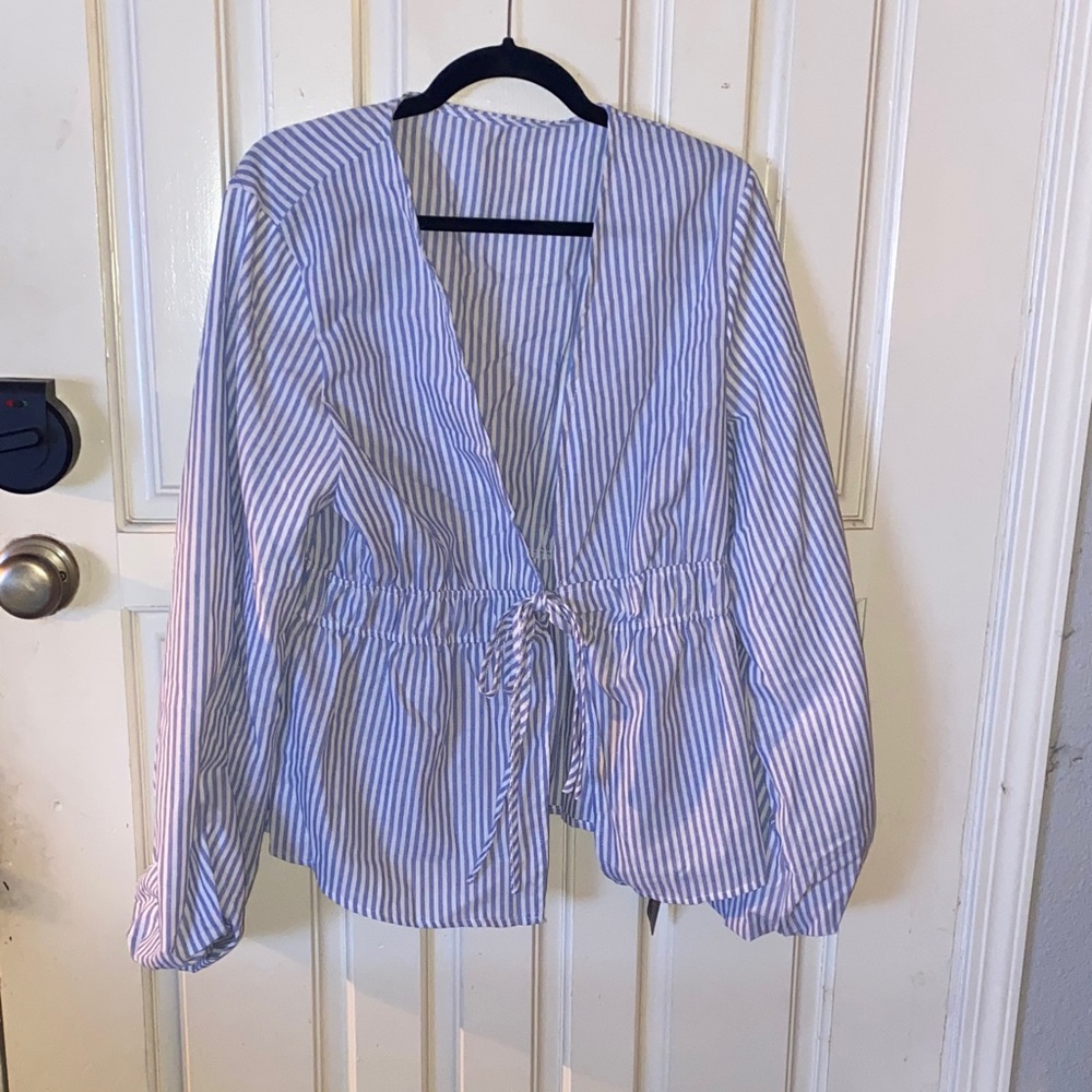Zaful Navy and White Striped Top